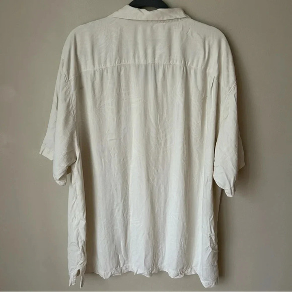 Tommy Bahama Del Palms Embroidered Silk Camp Shirt Button Down Off White XXL - Picture 5 of 6